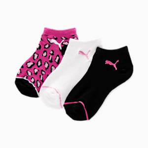 Non-Terry No-Show Kids' Socks [3 Pack], PINK / BLACK, extralarge